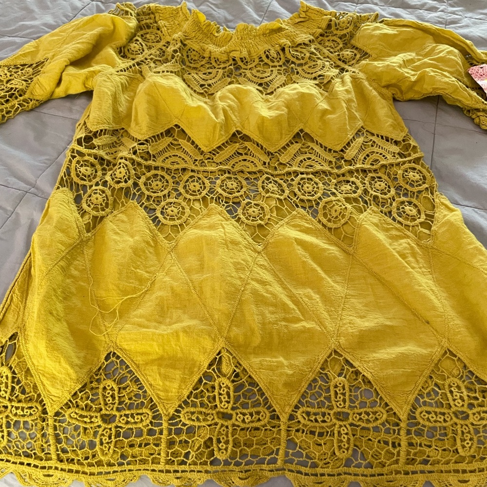 Chartreuse crocheted Beach cover up. One size.